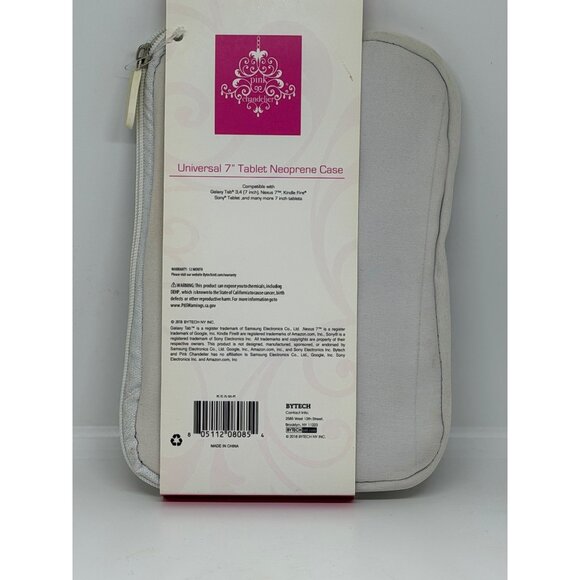 NWT Pink Chandelier 7" Tablet Zipper Neoprene Case Blue White Polka Dot Stylish - Picture 4 of 4